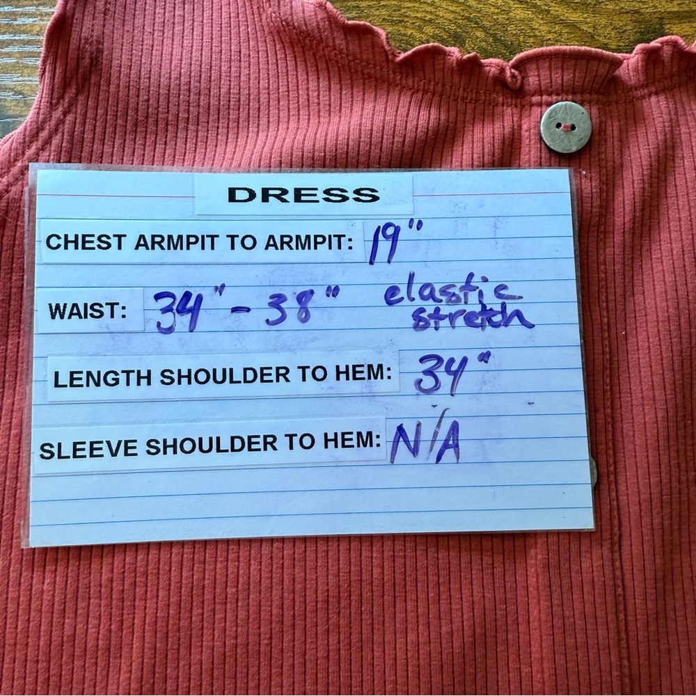 No Boundaries Ribbed Tank Dress Jr Size XL Coral Pink Above Knee Ruffled Trim - Picture 10 of 11